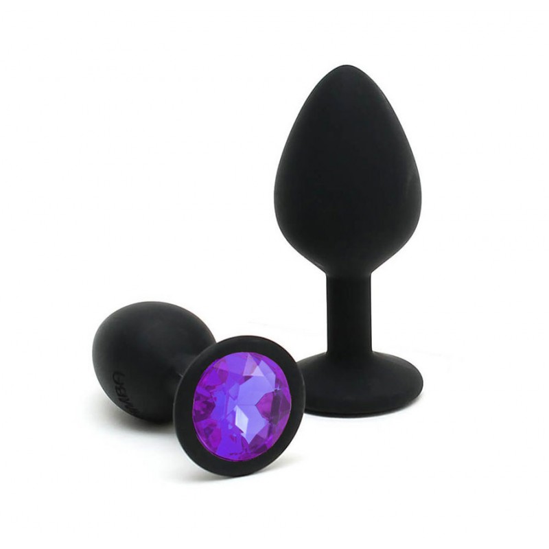 Adora Black Jewel Silicone Butt Plug - Violet - Medium